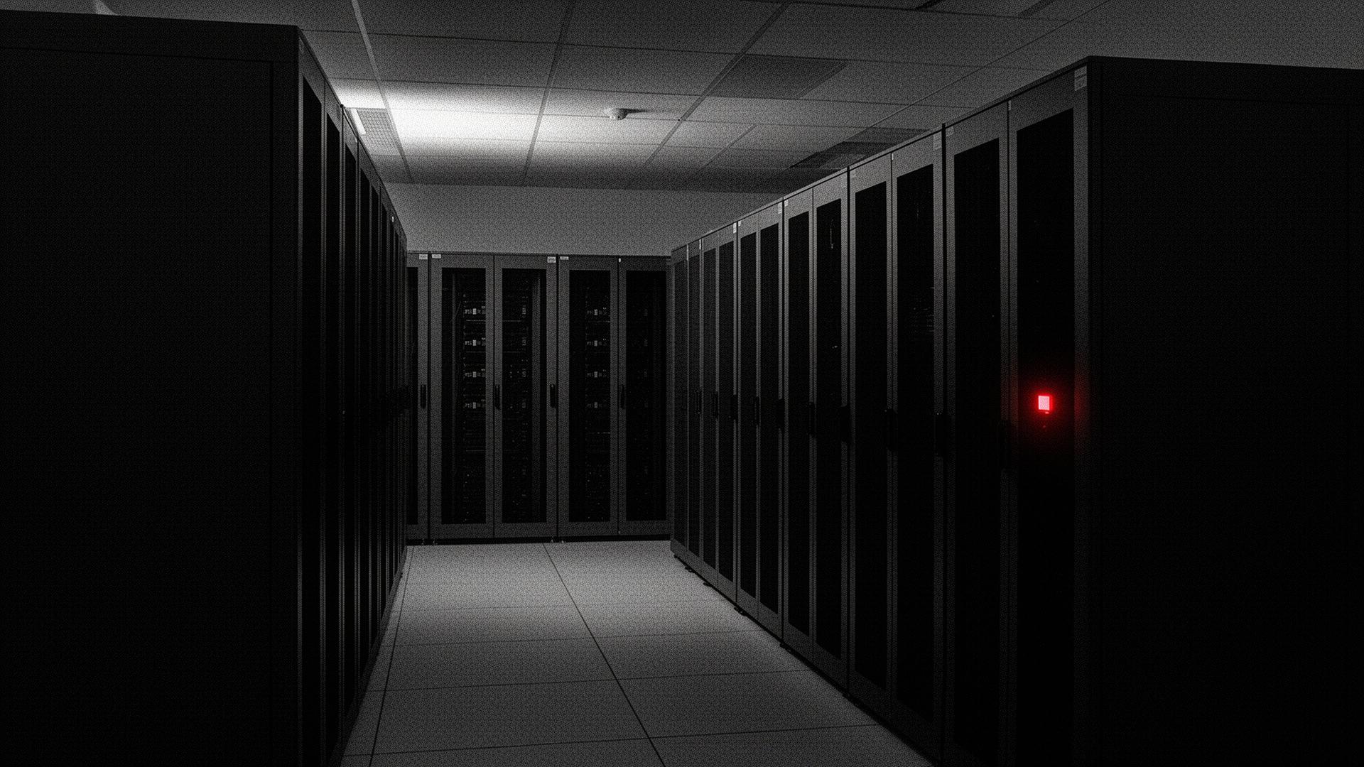 Server room with red status indicator